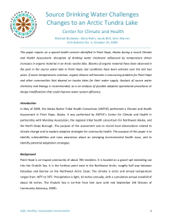 Source Drinking Water Challenges, Changes to an Arctic Tundra Lake