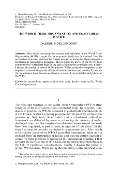 THE WORLD TRADE ORGANIZATION AND EGALITARIAN JUSTICE