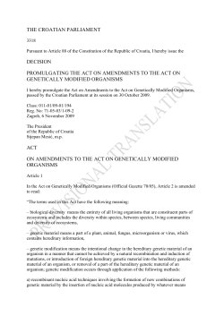 Act on Amendments to the Act on Genetically Modified