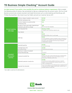 TD Business Simple CheckingSM Account Guide