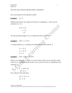 Section 4.3 Solving Equations for Specified