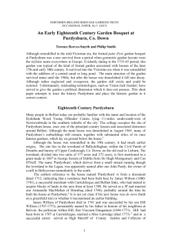 An Early Eighteenth Century Garden Bosquet at Purdysburn, Co