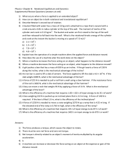 Chapter 8 Supplemental Review Questions