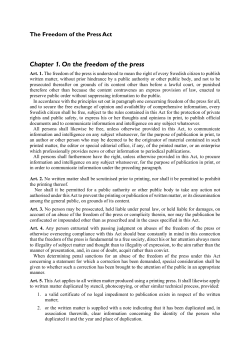 The Freedom of the Press Act