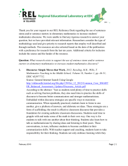 Use of Sentence Stems and Starters in Elementary Mathematics