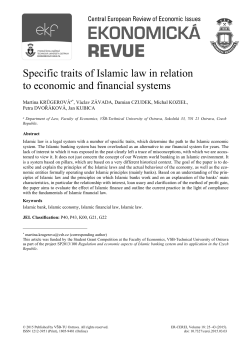 Specific traits of Islamic law in relation to economic and financial