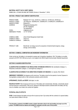 MATERIAL SAFETY DATA SHEET (MSDS) REBELCELL LITHIUM