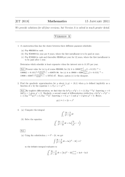 Exam of 15 Jan. 2011 with Solutions