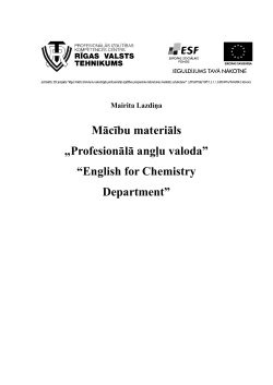 Mācību materiāls &bdquo;Profesionālā angļu valoda&rdquo; &ldquo;English for