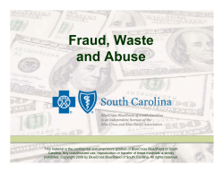 Fraud, Waste and Abuse - Blue Cross and Blue Shield of South