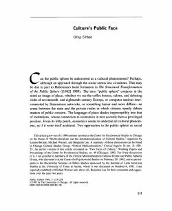 Culture`s Public Face - Penn Arts and Sciences