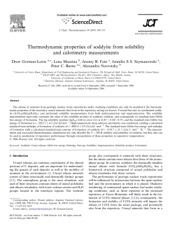 Thermodynamic properties of soddyite from solubility and