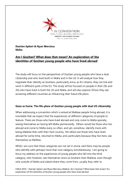 Am I Gozitan? What does that mean? An exploration of the identities