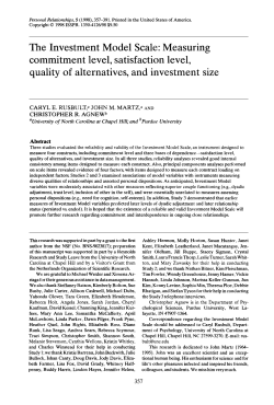 The Investment Model Scale: Measuring commitment level