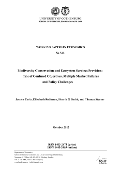 Biodiversity Conservation and Ecosystem Services Provision