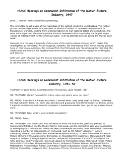 HUAC Hearings on Communist Infiltration of the Motion