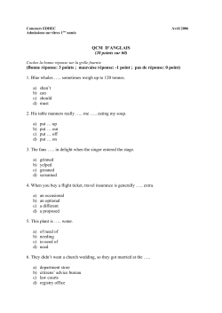 QCM D`ANGLAIS (20 points sur 60)