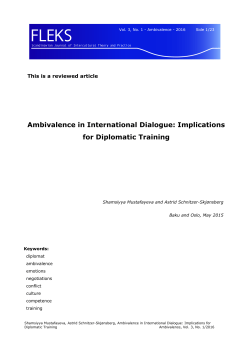Ambivalence in International Dialogue: Implications for Diplomatic