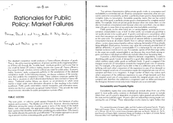 Rationales for Public Policy: Market Failures