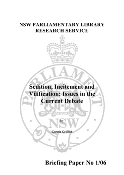 Sedition, Incitement and Vilification