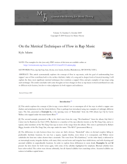 MTO 15.5: Adams, Flow in Rap Music