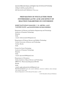 preparation of polylactide from synthesized lactic acid and effect of