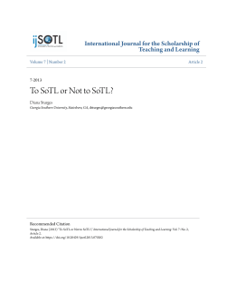 To SoTL or Not to SoTL? - Digital Commons@Georgia Southern