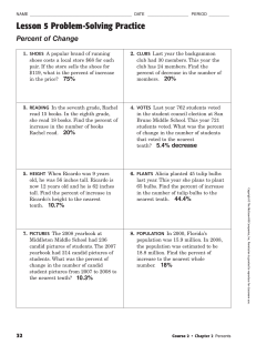 Lesson 5 Problem-Solving Practice Percent of Change