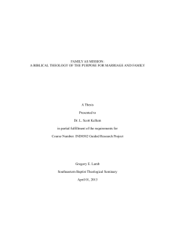 FAMILY AS MISSION: A BIBLICAL THEOLOGY OF