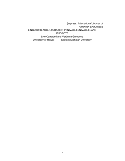 (Chulupí) and Chorote. International Journal of