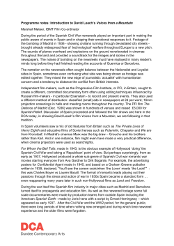Spanish Civil War: Voices From a Mountain programme notes