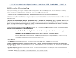 SAUSD Common Core Aligned Curriculum Map: Fifth Grade ELA