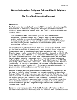 Rise of the Reformation Movement