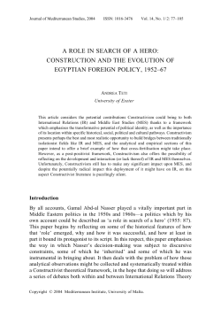 A ROLE IN SEARCH OF A HERO: CONSTRUCTION AND THE