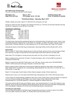 Third Round Notes - Wells Fargo Championship