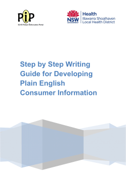 Step by Step Writing Guide for Developing Plain English Consumer