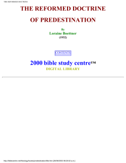 Reformed Doctrine of Predestination - Loraine