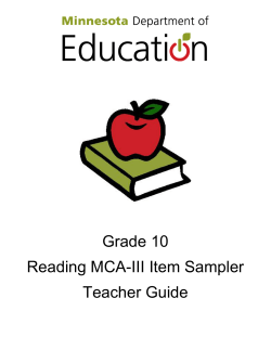 Grade 10 Reading MCA-III Item Sampler Teacher Guide