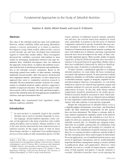 Fundamental Approaches to the Study of Zebrafish Nutrition