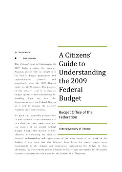 A Citizens` Guide to Understanding the 2009 Federal Budget