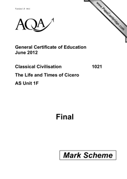 GCE Classical Civilisation Mark Scheme Unit 01F