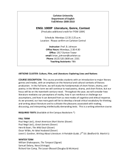 ENGL 1000 Literature, Genre, Context (ArtsOne)