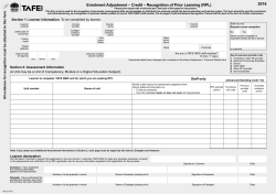 2016 - Enrolment adjustment - RPL