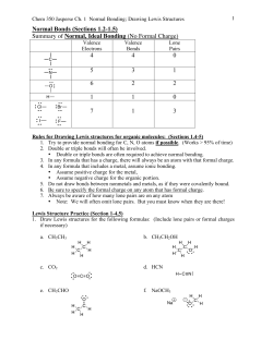Normal Bonds (Sections 1.2-1.5) Summary of Normal, Ideal Bonding