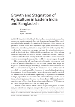 Growth and Stagnation of Agriculture in Eastern