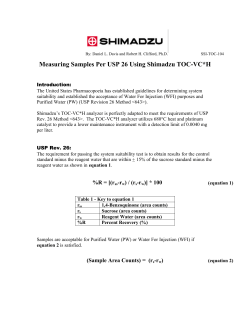Measuring Samples Per USP 26 Using Shimadzu TOC-VC*H