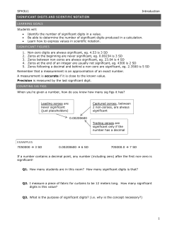Significant Digits and Scientific Notation