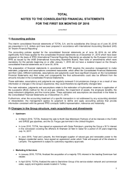 total notes to the consolidated financial statements for the first six