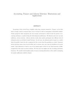 Accounting, Finance and Adverse Selection