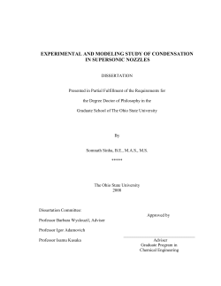 EXPERIMENTAL AND MODELING STUDY OF CONDENSATION IN